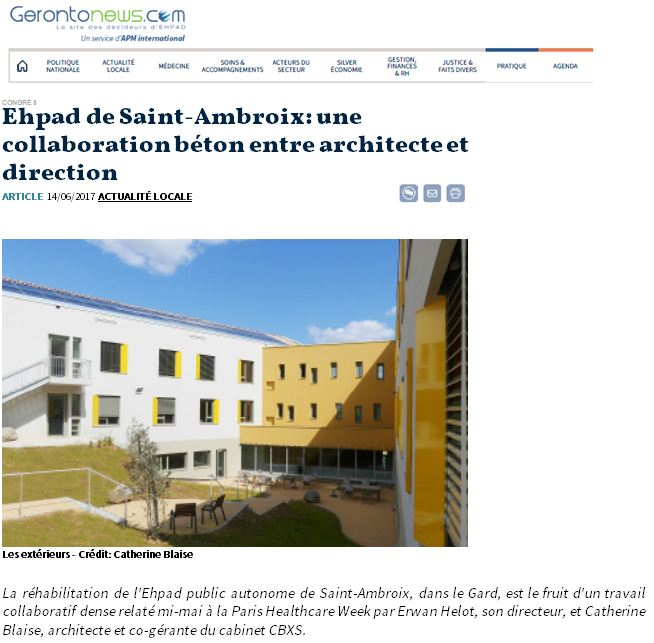 EHPAD de Saint Ambroix - l'article de Gerontonews.com